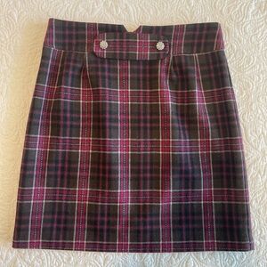 Necessary Objects Plaid Wool Skirt